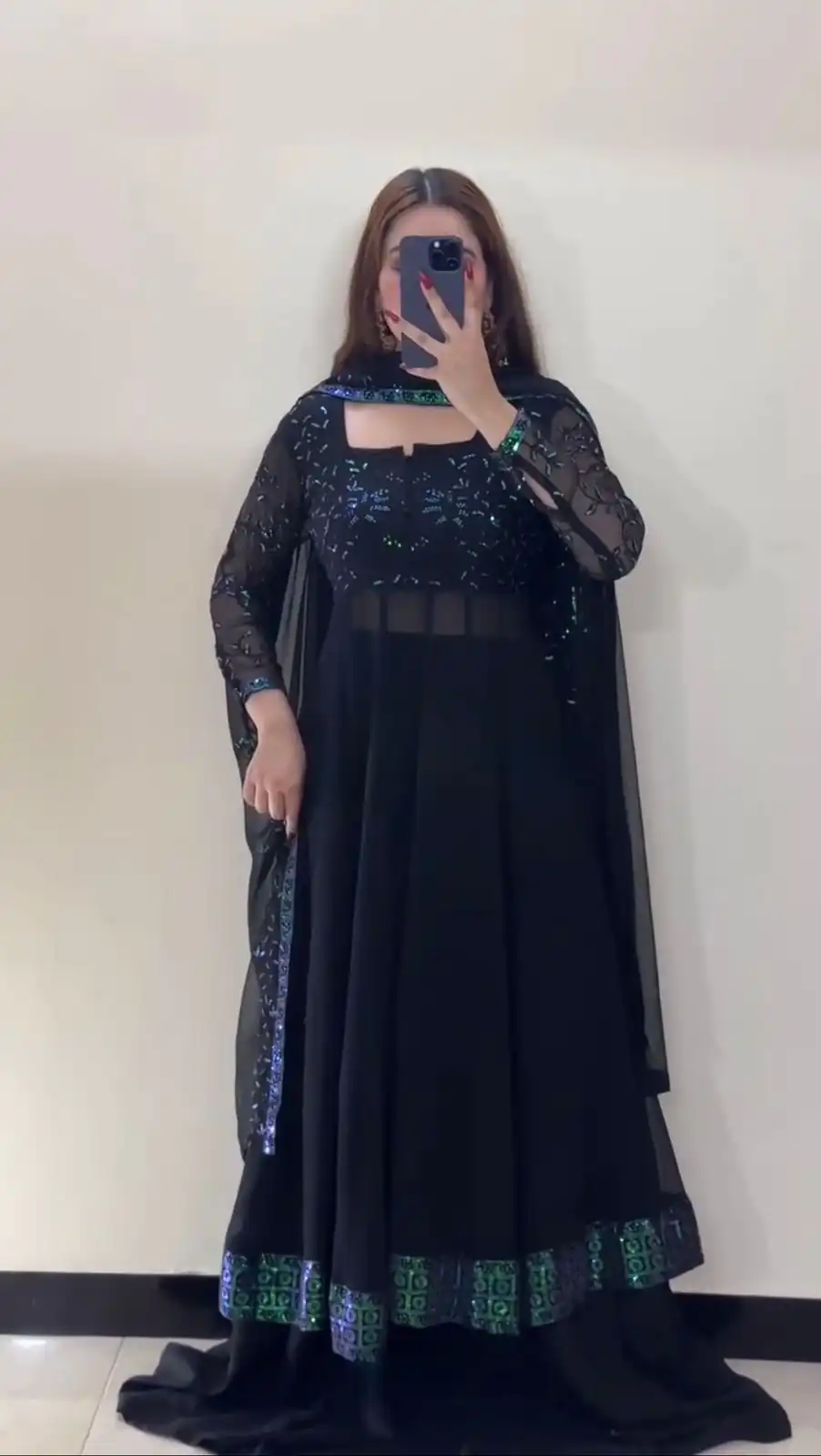 Trendy Navy Blue Faux Georgette Thread Work Salwar Suit