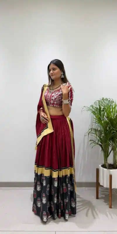 Trendy Red Rayon Embroider Work Lehenga Choli