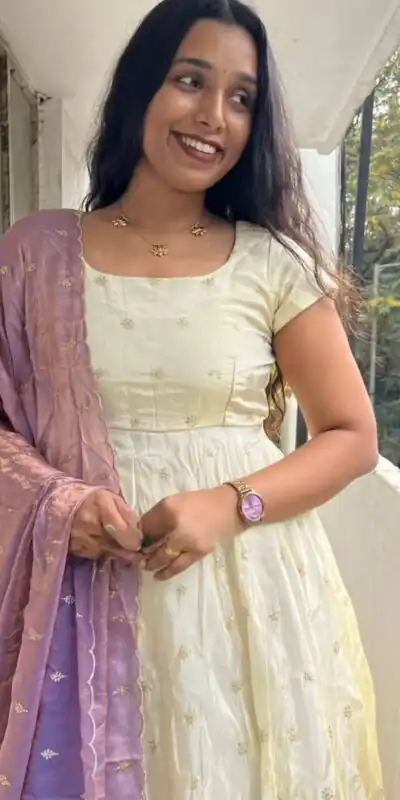 Trendy White Chinon Silk Sequins Work Lavender Dupatta Gown