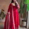 Unique Red Fendy Silk Embroidery Work Gown