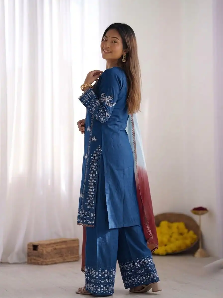 NSR 888 Blue Rayon Salwar Suit with Embroidery Work & Thread Embroidery. Best Price ₹2199. Delivery 4-6 Working Days. Shop now. | Jump Suits, Salwar suit, Casual Suits, Creative suits, Designer Suits, Palazzo Suits, Party Wear Suits, Patiala Suits, Straight Suits