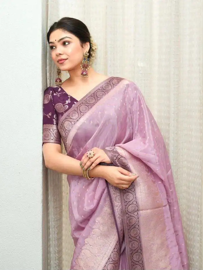 KP 6093 Lavender Color Soft Lichi Silk Jacquard On All Over Saree Casual, Party Wear, Wedding, Events Etc. Expected Delivery 4-6 Working Days @1649/- | Sarees, Bollywood Sarees, Creative Sarees, Designer Sarees, Embroidered Sarees, Ethnic Saree, Modern Digital sarees, Party Wear Sarees