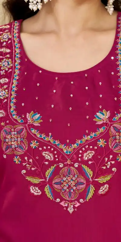 DIVA 194 Pink Thread Embroidery & Embroidery Work Salwar Suit in Brown Marina Silk. Now at just ₹2799. Delivery 4-6 Working Days. Shop now. | Jump Suits, Salwar suit, Casual Suits, Creative suits, Designer Suits, Palazzo Suits, Party Wear Suits, Patiala Suits, Straight Suits