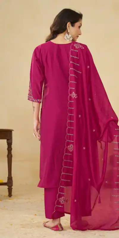 DIVA 194 Pink Thread Embroidery & Embroidery Work Salwar Suit in Brown Marina Silk. Now at just ₹2799. Delivery 4-6 Working Days. Shop now. | Jump Suits, Salwar suit, Casual Suits, Creative suits, Designer Suits, Palazzo Suits, Party Wear Suits, Patiala Suits, Straight Suits