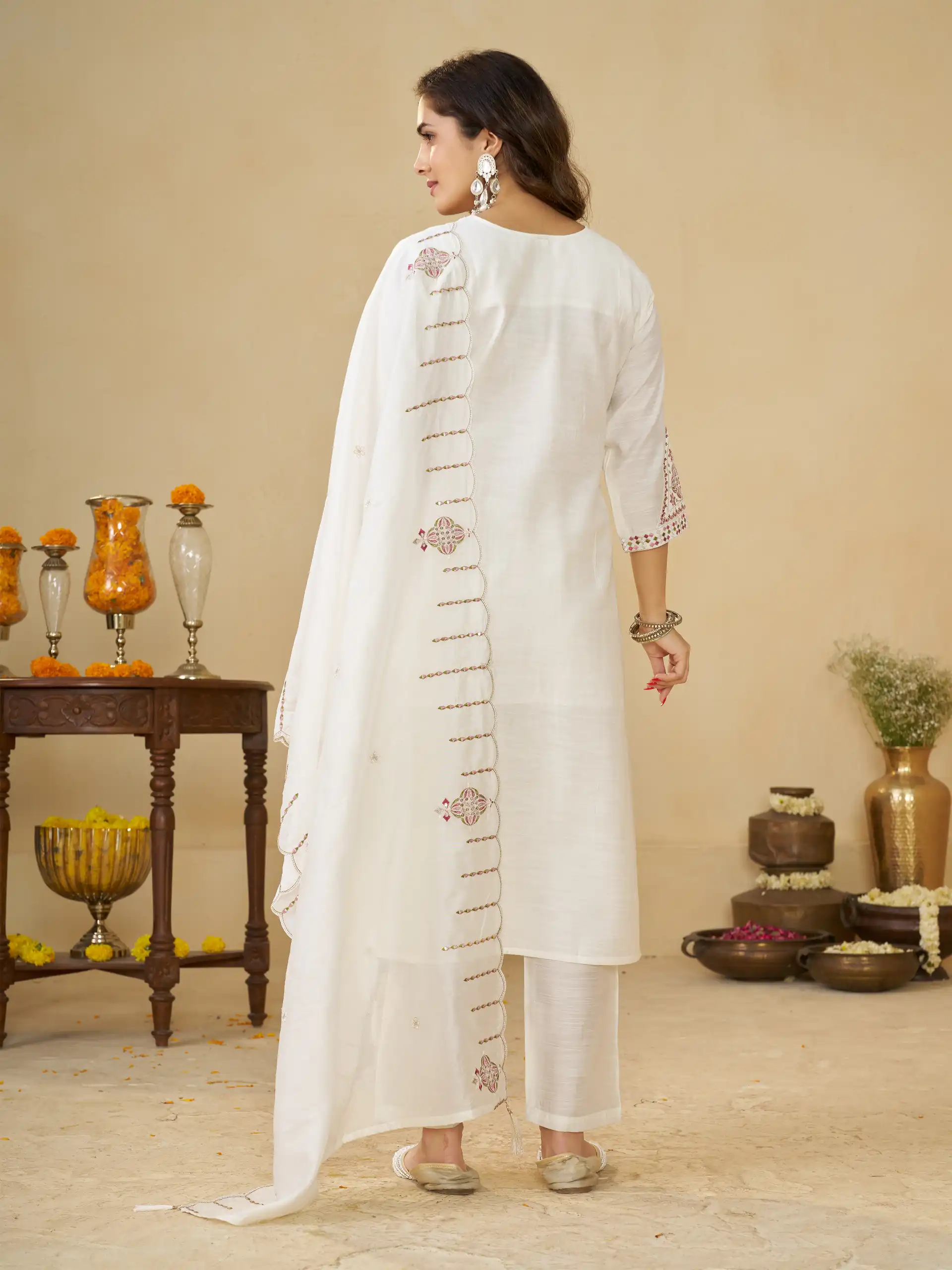 DIVA 194 White Thread Embroidery & Embroidery Work Salwar Suit in Brown Marina Silk. Now at just ₹2799. Delivery 4-6 Working Days. Shop now. | Jump Suits, Salwar suit, Casual Suits, Creative suits, Designer Suits, Palazzo Suits, Party Wear Suits, Patiala Suits, Straight Suits