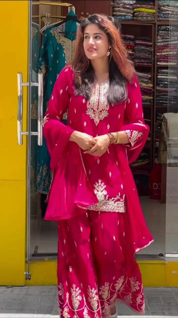 MD 3046 Red Color Chinon Silk Salwar Suit with Embroidery Work. Online Get it for ₹2319. Delivery 4-6 Working Days. Shop now. | Jump Suits, Salwar suit, Casual Suits, Creative suits, Designer Suits, Palazzo Suits, Party Wear Suits, Patiala Suits, Straight Suits