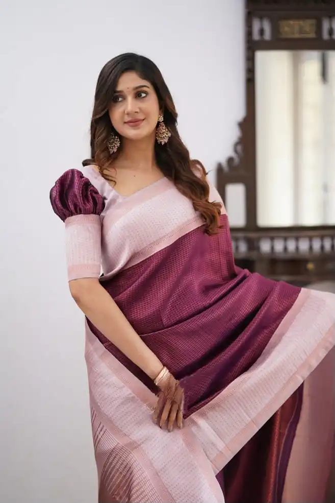 KPR 164 Wine Soft Lichi Silk Saree with Lace Work & Lace Border. Introductory Price ₹1649. Delivery 4-6 Working Days. Shop now. | Sarees, Bollywood Sarees, Creative Sarees, Designer Sarees, Embroidered Sarees, Ethnic Saree, Modern Digital sarees, Party Wear Sarees