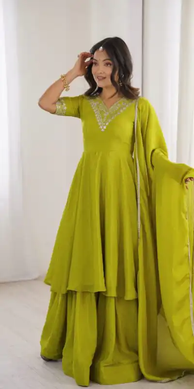SP 87 Mehendi Chinon Silk Salwar Suit with Embroidery Work & Sequins Work. Get it for ₹2149. Delivery 4-6 Working Days. Shop now. | Jump Suits, Salwar suit, Casual Suits, Creative suits, Designer Suits, Palazzo Suits, Party Wear Suits, Patiala Suits, Straight Suits