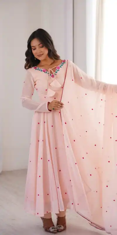 SP 82 Pink in Heavy Faux Georgette Embroidery Work Salwar Suit . Introductory Price ₹2199. Delivery 4-6 Working Days. Shop now. | Anarkali Suits, Bollywood Anarkali, Creative-Anarkali, Designer Anarkali, Embroidered Anarkali, Party Wear Anarkali