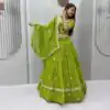 PC 602 Parrot Green Faux Georgette Lehenga Choli with Embroidery Work & Lace Work. Special Price ₹3149. Delivery 4-6 Working Days. Shop now. | Lehenga, Bollywood Lehenga, Creative Lehenga, Designer Lehenga, Embroidered Lehenga, Party Wear Lehenga