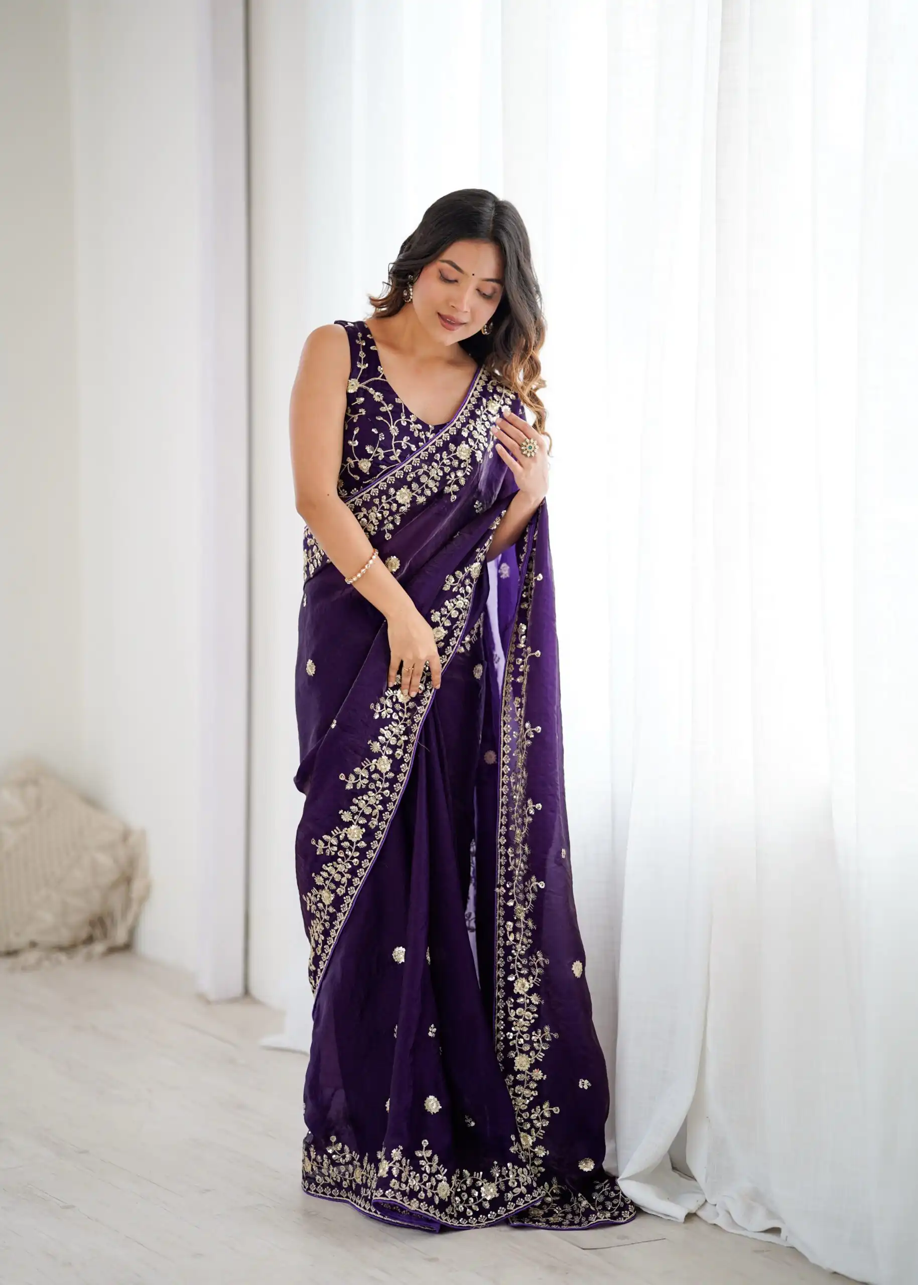 SP 89 Purple Color Fendy Silk Saree With Sequins Work. Wedding, Party, Festive, Events Get it for ₹1799. Delivery 4-6 Working Days. Online Best Shop now. | Sarees, Bollywood Sarees, Creative Sarees, Designer Sarees, Embroidered Sarees, Ethnic Saree, Modern Digital sarees, Party Wear Sarees