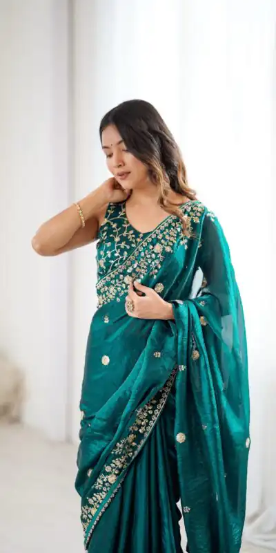 SP 89 Teal Color Fendy Silk Saree With Sequins Work. Wedding, Party, Festive, Events Get it for ₹1799. Delivery 4-6 Working Days. Online Best Shop now. | Sarees, Bollywood Sarees, Creative Sarees, Designer Sarees, Embroidered Sarees, Ethnic Saree, Modern Digital sarees, Party Wear Sarees