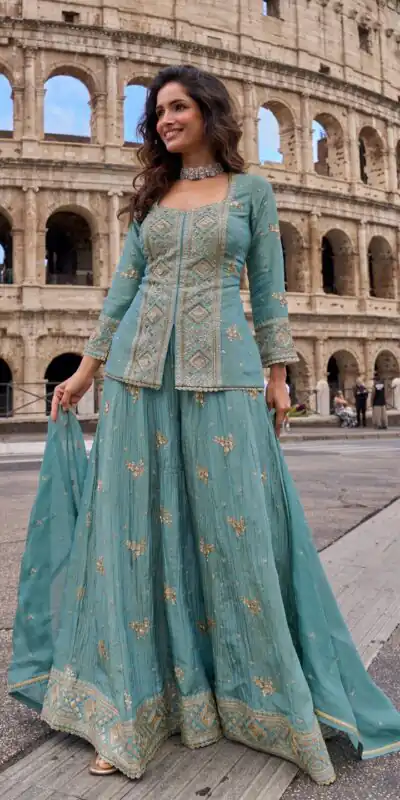 FC 20012 Blue Vichitra Silk Salwar Suit with Embroidery Work. Wedding, Party, Festive, Events, Grab it for ₹3199. Delivery 4-6 Working Days. Shop now. | Jump Suits, Salwar suit, Casual Suits, Creative suits, Designer Suits, Palazzo Suits, Party Wear Suits, Patiala Suits, Straight Suits