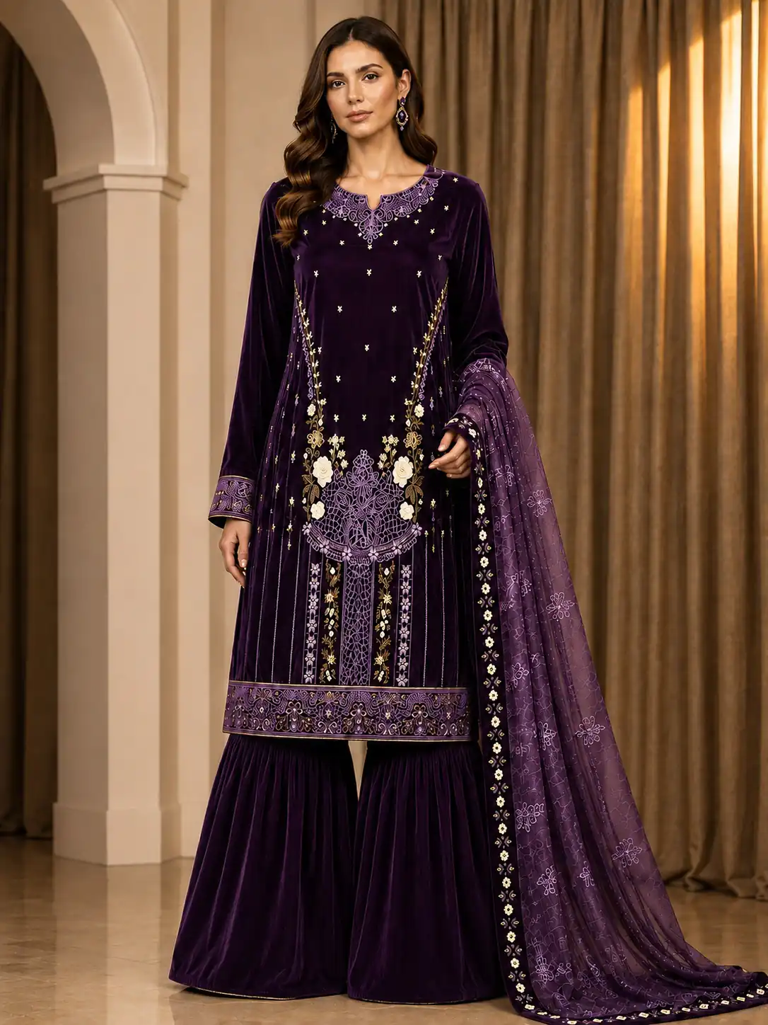FC 729 Wine 9000 Velvet Salwar Suit. Perfect for Wedding, Party, Bridal Wear, Onam, Karwa Chauth – Exclusive Offer ₹2999. Delivery 4-6 Working Days. | Jump Suits, Salwar suit, Casual Suits, Creative suits, Designer Suits, Palazzo Suits, Party Wear Suits, Patiala Suits, Straight Suits