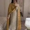 Pretty White Color Sequence Work Salwar Suit With Yellow Dupatta