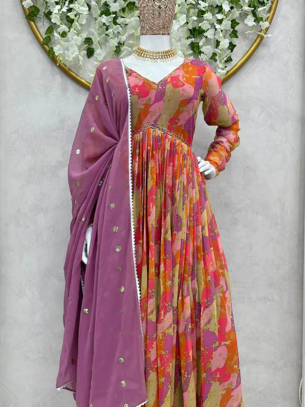 Mesmerizing Pink Color Faux Georgette Digital Print Salwar Suit