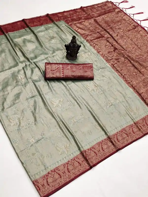 Grand Grey Soft Silk Beautiful Rich Pallu All Over Saree