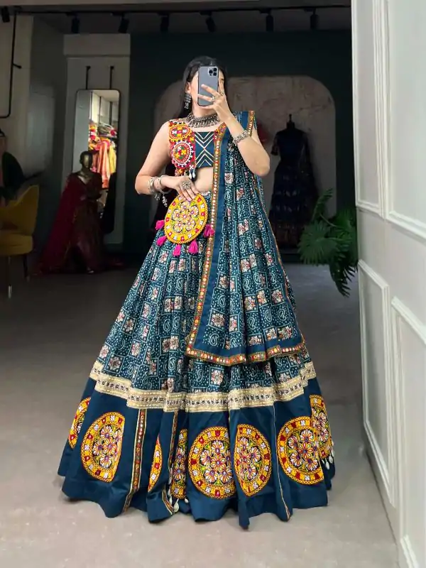 Pretty Blue Color Pure Rayon Printed With Foil Work Lehenga Choli