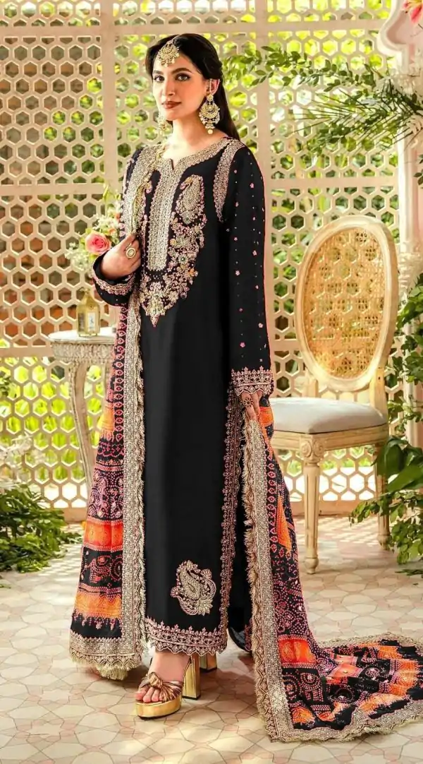 Sightly Black Color Georgette Embroidery Work Salwar Suit