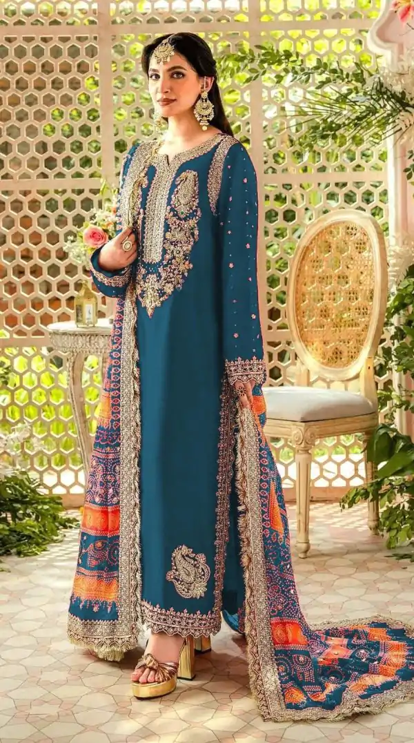 Sightly Blue Color Georgette Embroidery Work Salwar Suit