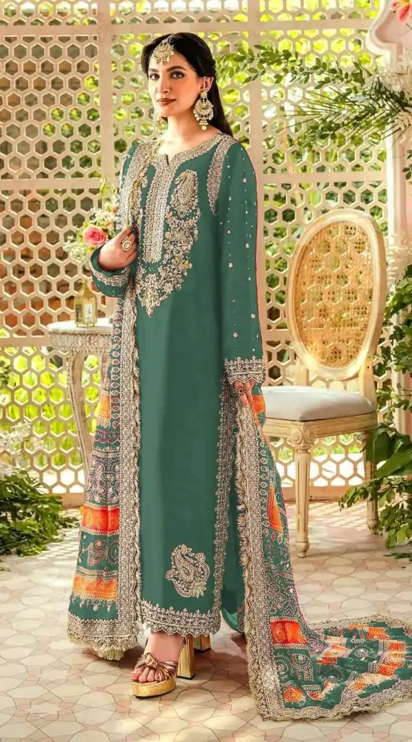 Sightly Green Color Georgette Embroidery Work Salwar Suit