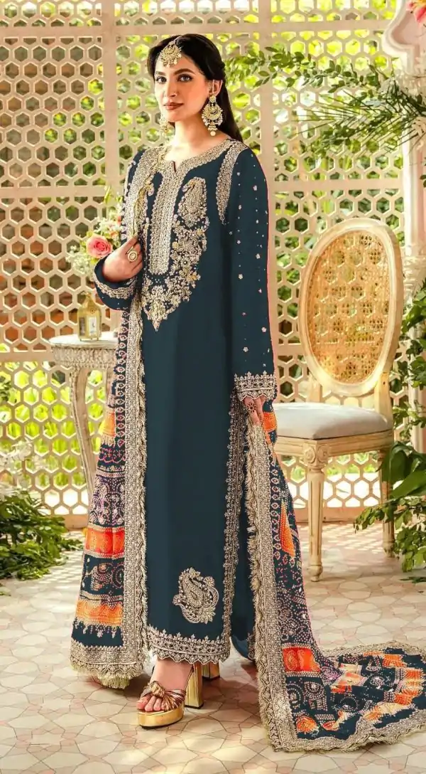 Sightly Stone Green Color Georgette Embroidery Work Salwar Suit