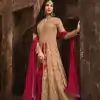 Stylish Golden & Red Color Heavy Net Embroidery Salwar Suit