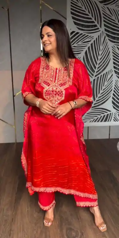 Fantastic Rani Pink Color Embroidered Chine Stich Work Real Mirror Kurti