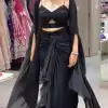 Lovely Black Color Satin Silk Thread With Sequence Dhoti Suit