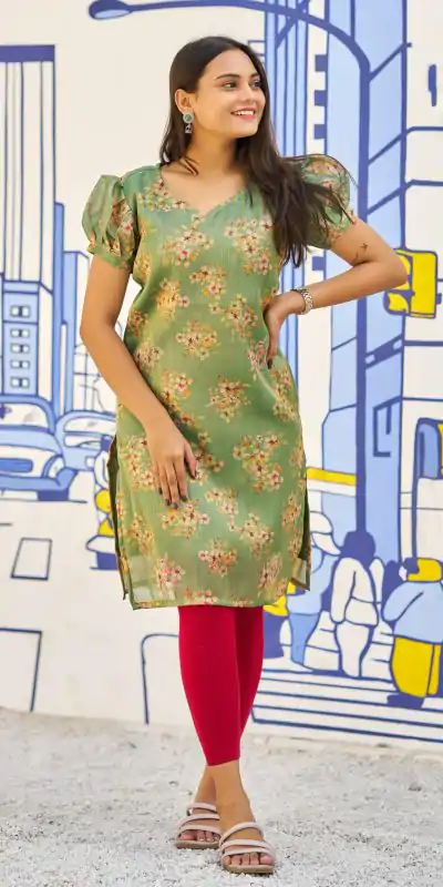Pista Simmer Silk Office Wear Printed Kurti