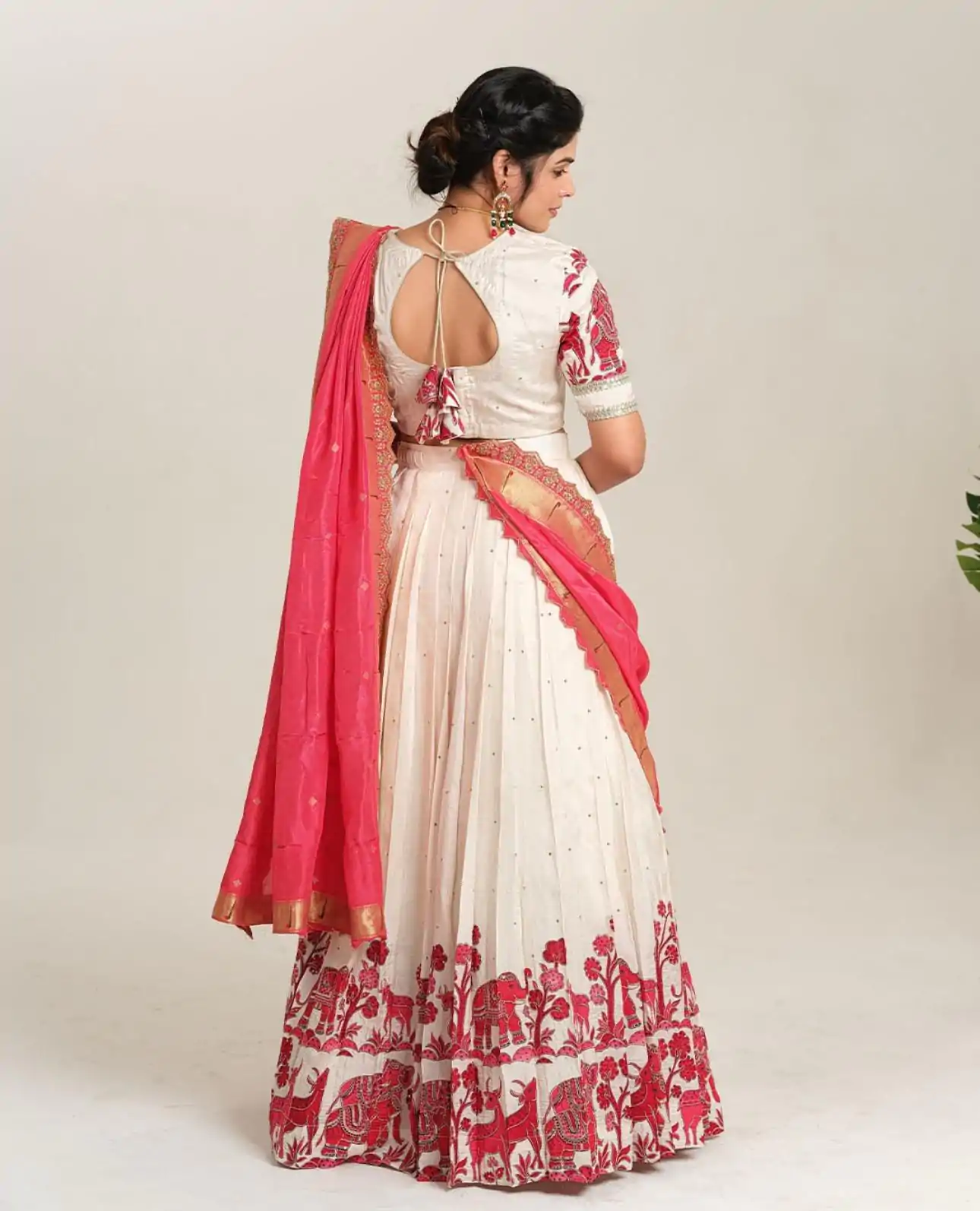 Red Cotton Print Lehenga Choli - Image 2