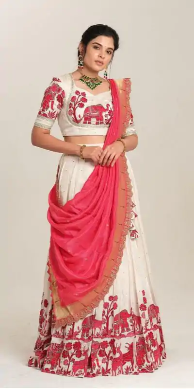 Beautiful Red Color Cotton Kalamkari Print Lehenga Choli