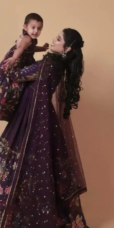 Elegant Dark Purple Color Chant Crepe Kalamkari Print Gown