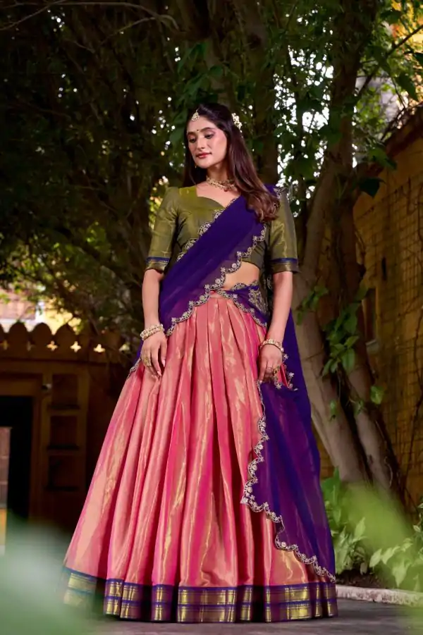 Purple Kanchipuram Weaving Lehenga Choli
