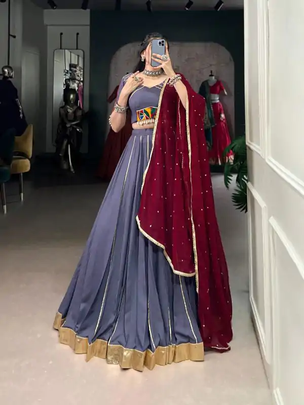 Light Purple Rayon Embossed Lehenga Choli