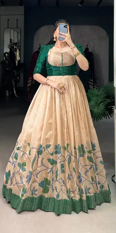 Green Green Silk Printed Gown
