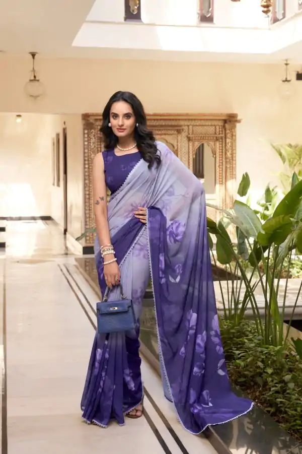 Purple Weightless Printed Saree