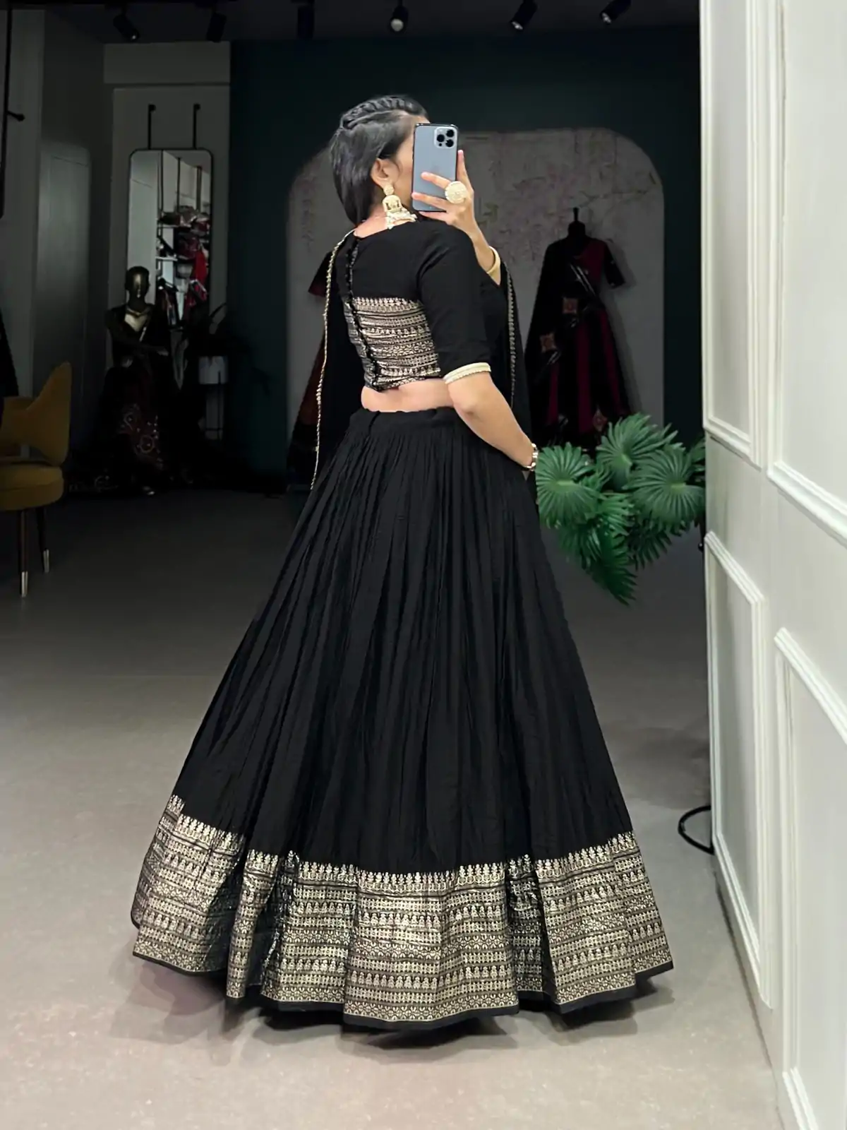 LNB 1906 Black Color Pure Chanderi Plain With Zari Weaving Work Border Lehenga Choli Wedding, Party, Festive, Events Etc. Delivery 4-6 Working Days Rs 1999 | Lehenga, Bollywood Lehenga, Creative Lehenga, Designer Lehenga, Embroidered Lehenga, Party Wear Lehenga