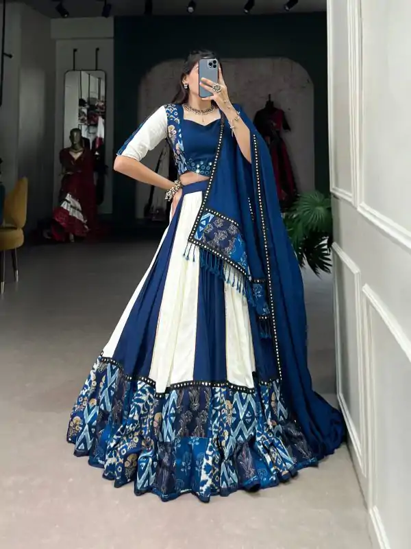 LNB 1714 Blue Color Pure Rayon Plain Printed With Paper Mirror Work Lehenga Choli Wedding, Party, Festive, Events Etc. Delivery 4-6 Working Days Rs 3599 | Lehenga, Bollywood Lehenga, Creative Lehenga, Designer Lehenga, Embroidered Lehenga, Party Wear Lehenga