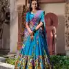 LNB 1236 Firozi Color Tasar Silk Kalamkari Print With Foil Work Lehenga Choli Wedding, Party, Festive, Events Etc. Delivery 4-6 Working Days Rs 2449 | Lehenga, Bollywood Lehenga, Creative Lehenga, Designer Lehenga, Embroidered Lehenga, Party Wear Lehenga