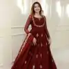 LG 2006 Maroon Georgette Gown Perfect for Wedding, Party, Engagement, Diwali, Sangeet . Exclusive Offer ₹1999. Delivery 4-6 Working Days. Shop now. | Gowns, Bollywood Gowns, Creative Gowns, Designer Gowns, Embroidered Gowns, Party Wear Gowns