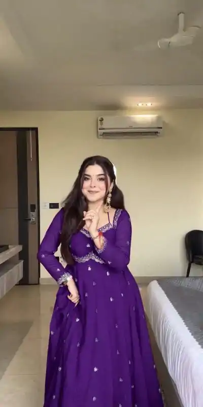 RTC 5924 Purple Georgette Thread With Sequence Gown Perfect for Wedding, Party, Reception, Holi, Eid . Available at ₹1999 only. Delivery 4-6 Working Days. | Gowns, Bollywood Gowns, Creative Gowns, Designer Gowns, Embroidered Gowns, Party Wear Gowns