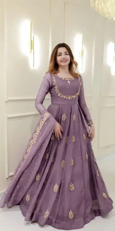 LG 2006 Lavender Georgette Gown Perfect for Wedding, Party, Engagement, Diwali, Sangeet . Exclusive Offer ₹1999. Delivery 4-6 Working Days. Shop now. | Gowns, Bollywood Gowns, Creative Gowns, Designer Gowns, Embroidered Gowns, Party Wear Gowns