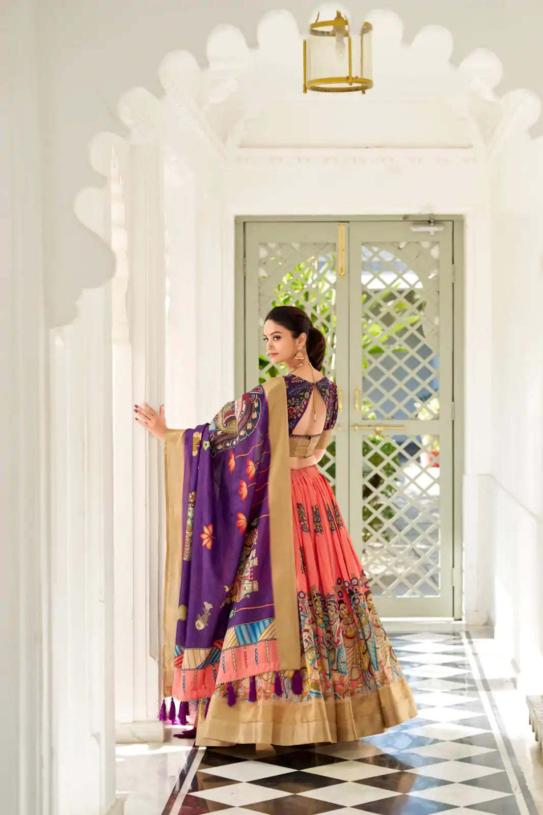 LNB 1017 Peach Dola Silk Lehenga Choli. Perfect for Wedding, Party, Pooja, Reception, Bridal Wear – Available at ₹1899 only. Delivery 4-6 Working Day | Lehenga, Bollywood Lehenga, Creative Lehenga, Designer Lehenga, Embroidered Lehenga, Party Wear Lehenga