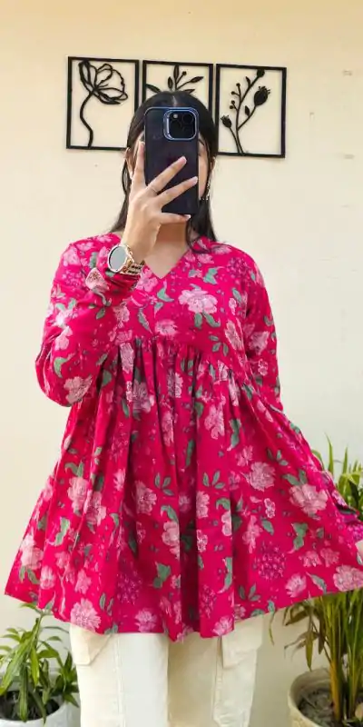 INLI Plume Pink Color Cotton with Designer Printed Work Kurti . Wedding, Party, Festive, Events, Best Price ₹1299. Delivery 4-6 Working Days. Shop now. | Kurti, Bollywood Kurti, Creative Kurtis, Designer Kurti, Party Wear Kurti, Selfie Kurti