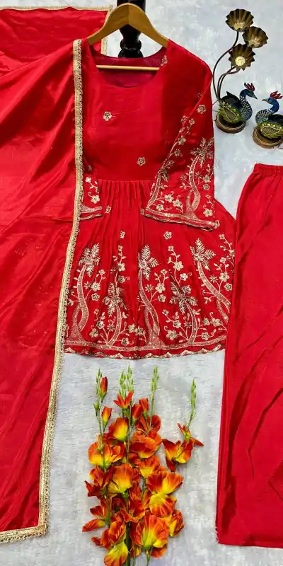 VLM 300 Red Chinon Silk with Lace Work & Embroidery Work Salwar Suit . Affordable Price ₹1899. Delivery 4-6 Working Days. Shop now. | Jump Suits, Salwar suit, Casual Suits, Creative suits, Designer Suits, Palazzo Suits, Party Wear Suits, Patiala Suits, Straight Suits