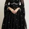 MF 1003 Black Georgette Gown. Perfect for Wedding, Party, Pongal, Bridal Wear, Anniversary – Affordable Price ₹1799. Delivery 4-6 Working Days. Shop now. | Gowns, Bollywood Gowns, Creative Gowns, Designer Gowns, Embroidered Gowns, Party Wear Gowns