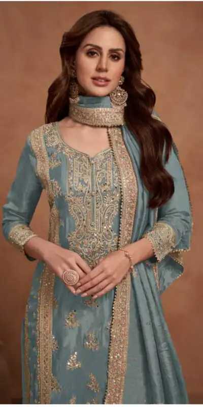 FC 1125 Grey Vichitra Salwar Suit with Embroidery Work & Lace Work. Available at ₹3049 only. Delivery 4-6 Working Days. Shop now. | Jump Suits, Tops & Bottoms, Track Suits, Salwar suit, Casual Suits, Creative suits, Designer Suits, Palazzo Suits, Party Wear Suits, Patiala Suits, Straight Suits, Trendy Wear