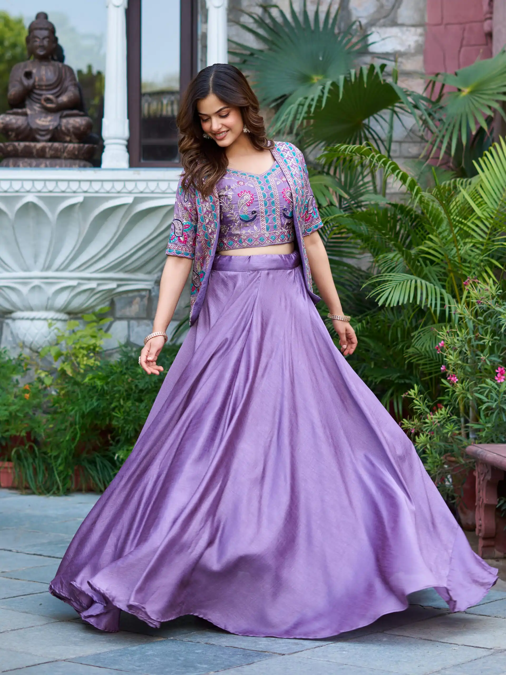 Ram 142 Lavender Vichitra Lehenga Choli with Embroidery Work & Thread Embroidery. Introductory Price ₹2549. Delivery 4-6 Working Days. Shop now. | Lehenga, Bollywood Lehenga, Creative Lehenga, Designer Lehenga, Embroidered Lehenga, Party Wear Lehenga