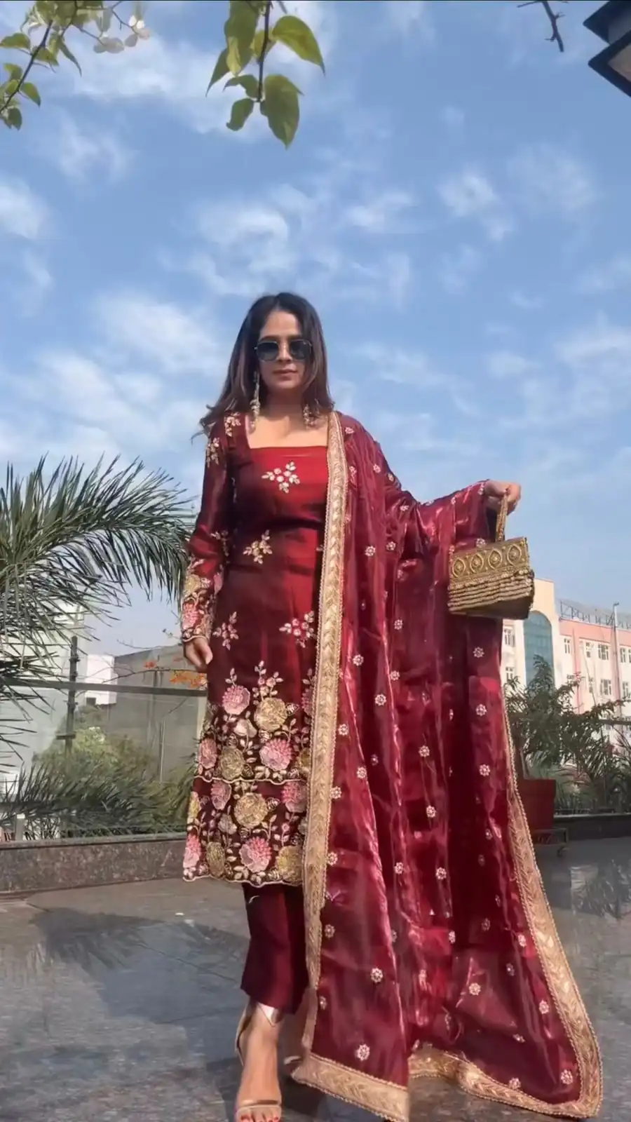 NSR 881 Maroon Organza Poly Silk Salwar Suit with Embroidery Work & Lace Work. Introductory Price ₹209. Delivery 4-6 Working Days. Shop now. | Jump Suits, Salwar suit, Casual Suits, Creative suits, Designer Suits, Palazzo Suits, Party Wear Suits, Patiala Suits, Straight Suits